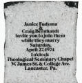 Janice Fudyma and Craig Bernhardt. . ., rice pack wedding invitation