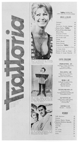 Trattoria, restaurant menu