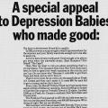 “A special appeal to depression babies…”