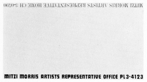 Mitzi Morris, Artists Representative, business card
