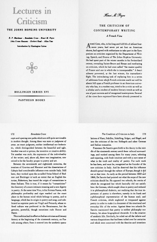 Lectures in Criticism, The Johns Hopkins University