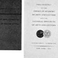 Proceedings of the American Academy of Arts and Letters and the National Institute of Arts and Letters