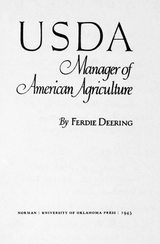 USDA Manager of American Agriculture
