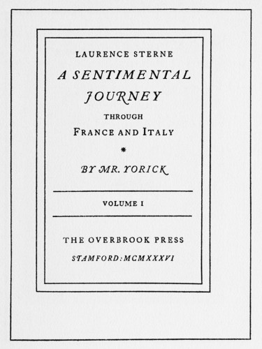 A Sentimental Journey Through France and Italy