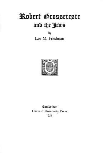 Robert Grosseteste and the Jews