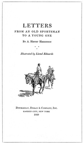 Letters from an Old Sportsman to a Young One