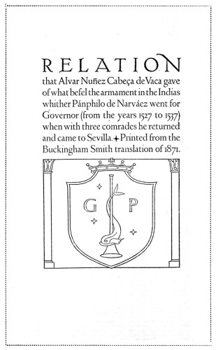The Relation of Alvar Nunez Cabeca de Vaca