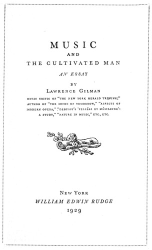 Music and the Cultivated Man: An Essay