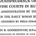 The Jurisprudence of the Jewish Courts in Egypt: Legal Administration by the Jews under the Early Roman Empire as Described by Philo Judaeus