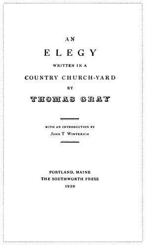 An Elegy Written in a Country Church-Yard