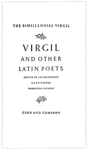 Virgil and Other Latin Poets, The Bimillennial Edition