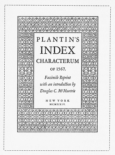 Plantin’s Index Characterum of 1567