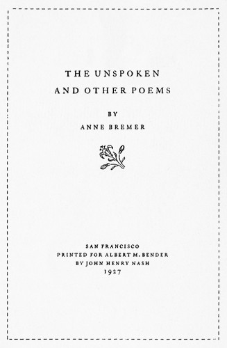 The Unspoken, and Other Poems