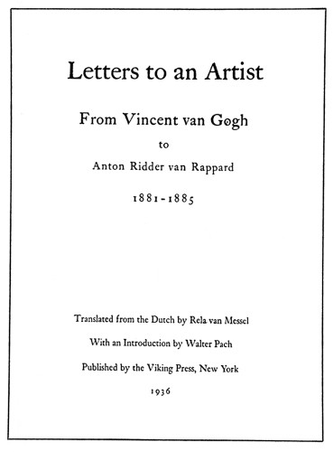 Letters to an Artist: From Vincent van Gogh to Anton Ridder van Rappard